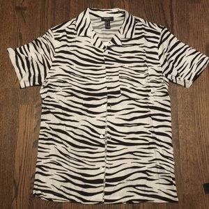 Zebra print button up with pocket